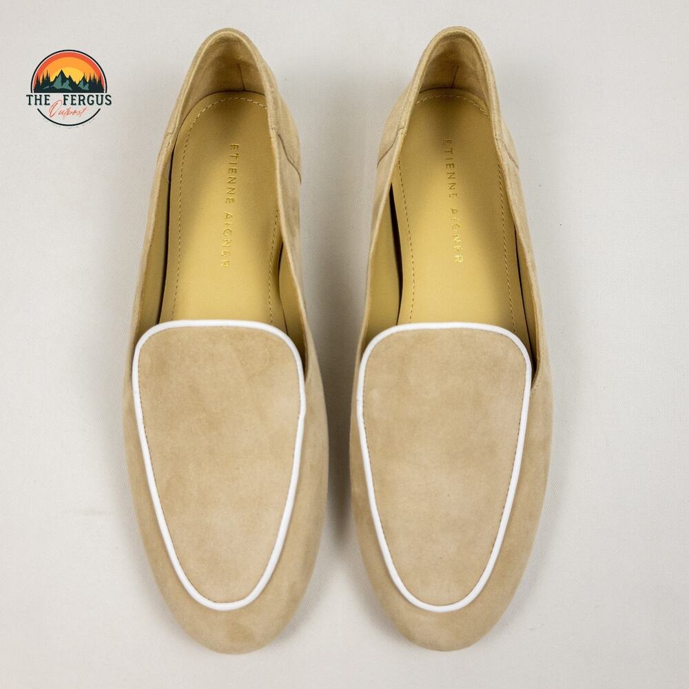 NWOB Etienne Aigner Camille Nude Suede Leather Loafer Slip On Shoe Size 8 - Picture 5 of 12
